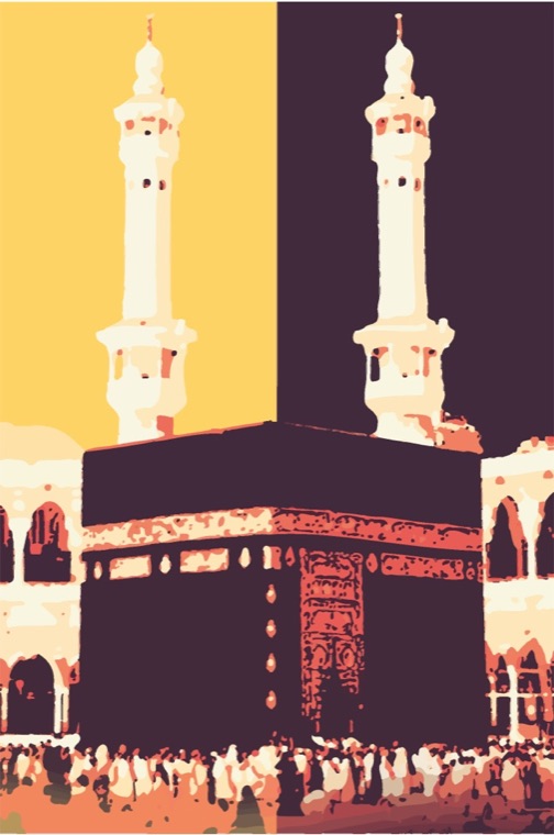 The Kaaba in flat duotone