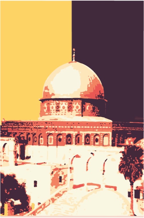 Dome of the Rock in flat duotone